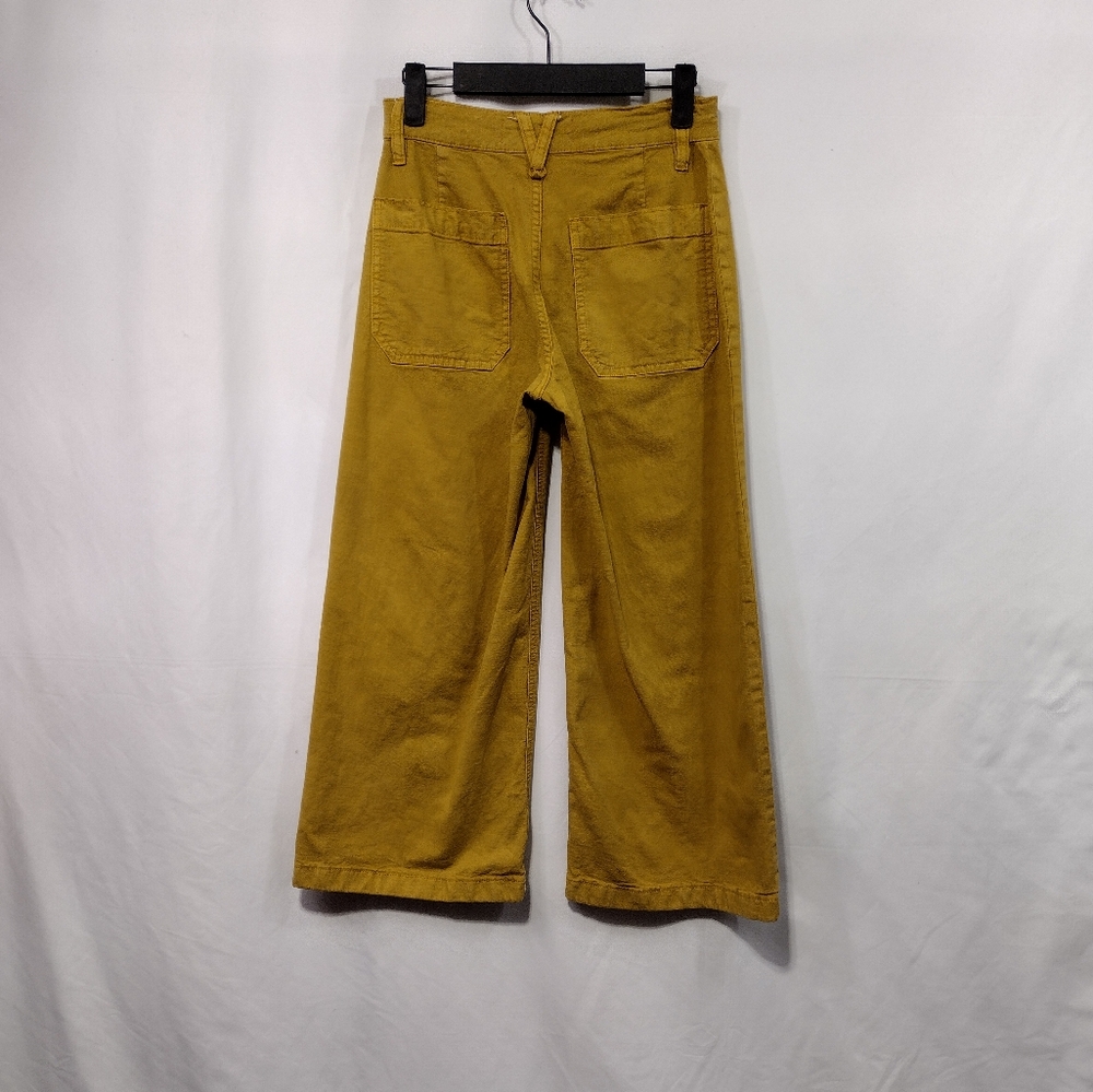 Point Sur J. Crew Wide Leg Crop Pants Women's 24P Mustard Yellow Boho Retro 90s - Picture 6 of 10
